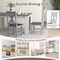 Farmhouse Chair Set of 2 with Rubber Wood Frame and Elegant Hollowed Backrest-Gray